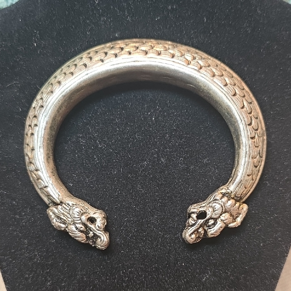 Vintage Silver Dragon Head Bracelet Cuff
